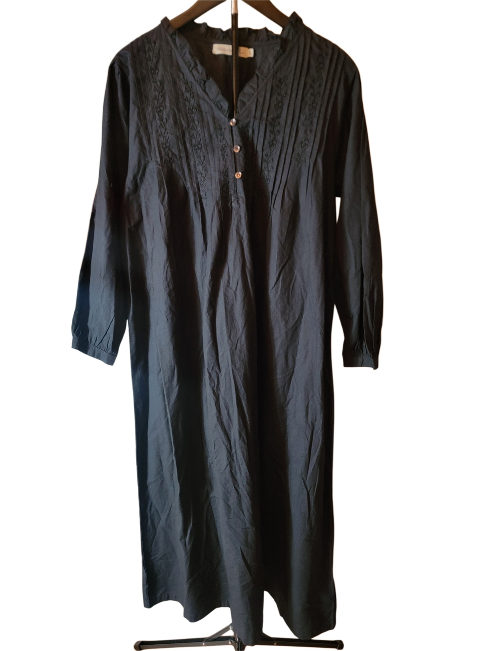 Maryanne Black Poplin Nightgown - NWT - Large